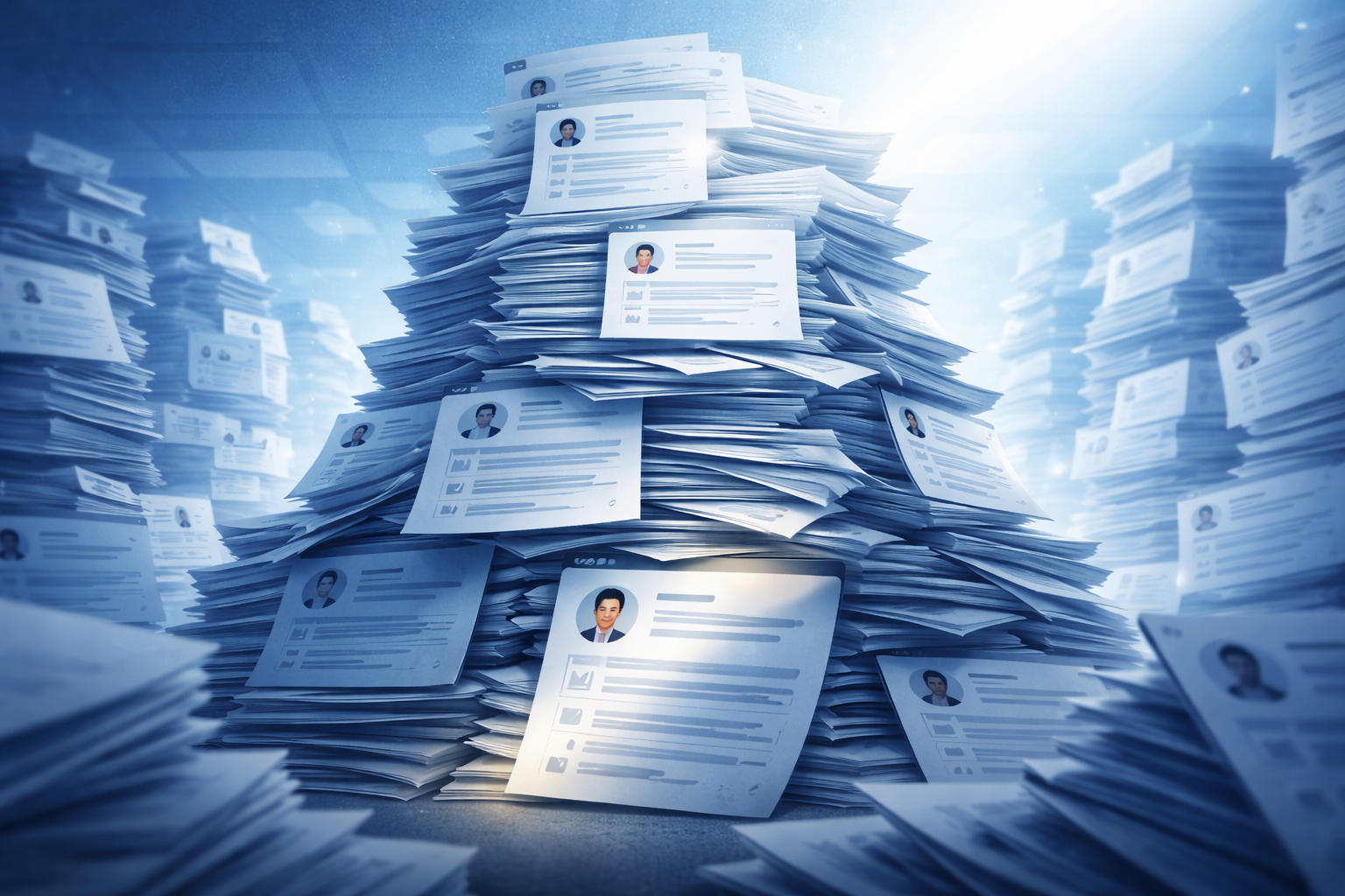 Resume buried in crowded applicant queue visual